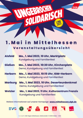 Veranstaltungen am 1. Mai 2023 in Mittelhessen